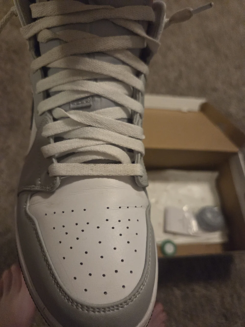 Jordan Men’s High-Top Basketball Sneakers in White & Light Gray